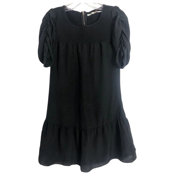 Kimchi Blue Urban Outfitters Smocked Ruched Sleeved Dress Black Women Medium - Picture 3 of 5